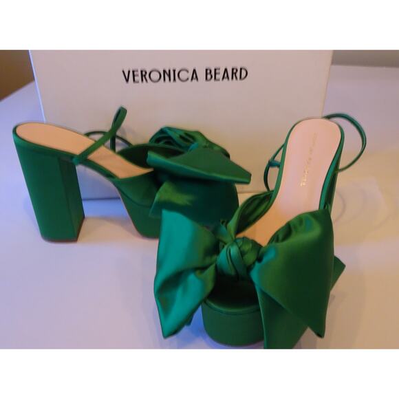 Loeffler Randall Camellia Emerald Green Platform Bow Sandals Pumps NWOT 698 Sz 7 - Picture 11 of 14